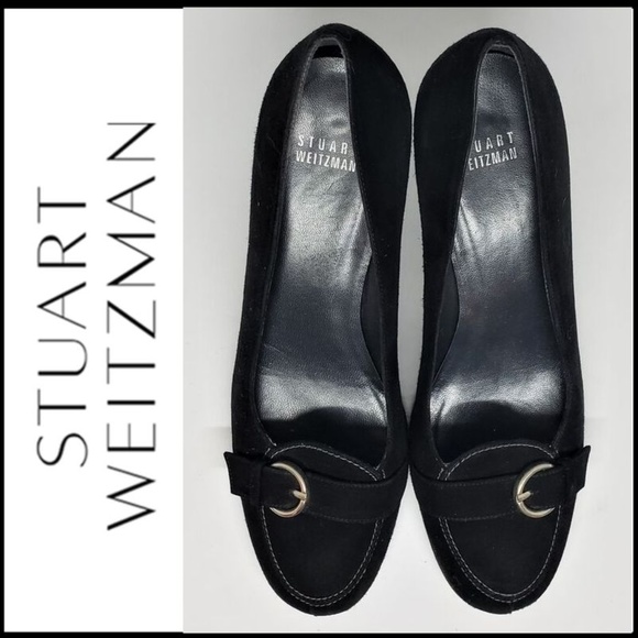 Stuart Weitzman Shoes - STUART WEITZMAN Suede Kitten heel Buckle Pump 8.5
